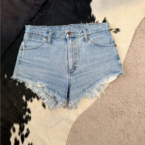Wrangler Light Blue Frayed Jean Shorts